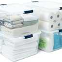 Rubbermaid Cleverstore 71 Qt Clear Storage Bins with Latching Lids, 4-Pack, Stackable, BPA-Free, Made in USA