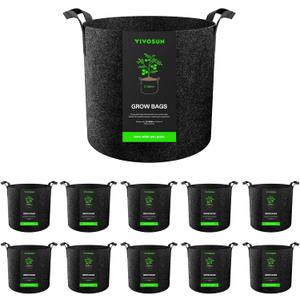 VIVOSUN 10-Pack 3 Gallon Grow Bags, Reinforced Planter Fabric Pots for Gardening Black