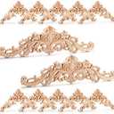 Coloch 12 Pieces Wood Appliques Onlays, Decorative Wooden Applique Trim Carved Unpainted DIY Onlay for Bed, Door, Cabinet, Dresser, Wardrobe, Furniture Decoration, 2 Sizes