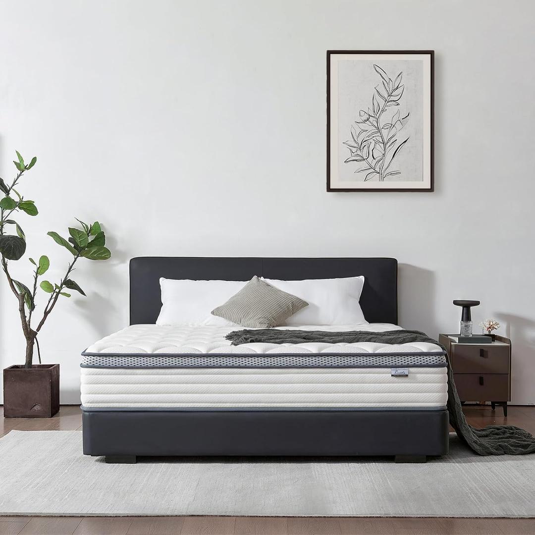 Full Size Mattress - 12 Inch Hybrid Mattress in a Box, Individual Pocket Springs, Medium Firm, Pressure Relief, Breathable Comfort and Durable