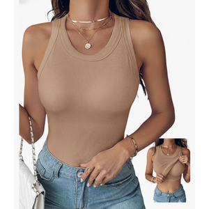 Ninimour Women Tops Tank Tops with Built-in Bra for Women Sleeveless Racerback Shirts Casual Ribbed Fitted Tops Size XXL