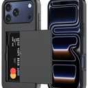 Qinmay Compatible with iPhone 17 Pro Case Wallet,Built-in Card Holder, Heavy Duty Protective Dual Layer Shockproof Hidden Card Slot Slim Wallet Phone Cover for iPhone 17 Pro，Black
