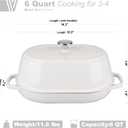 VORRINGARD Enameled Cast Iron Dutch Oven Pot with Dome Lid, Oval Bread Oven for Homemade Sourdough Bread Baking, Oven Safe up to 500F, 6 Quart, White