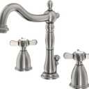 Kingston Brass KB1978BEX Widespread Lavatory Faucet with Retail Pop-Up, Brushed Nickel, 6-1/2" In Spout Reach