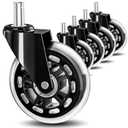 10mm 1KEA Office Chair Wheels (Stem: 10mmx22mm) Roller Blade Rubber Chair Casters Replacement, 3" Inch Heavy Duty Quiet No Scratch Gaming Desk Chair Wheels, Set of 5(Fit for 1kea Chair only)