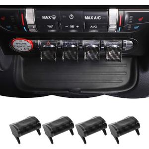 RT-TCZ Carbon Fiber Center Console Control Navigation Switch Button Trim Cover Decoration Interior Accessories for Ford Mustang 2015-2023
