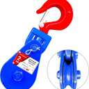 YATOINTO 2 ton Snatch Block with Hook, 3" Sheave 3/8" Inch Wire Rope Snatch Block, 4400lbs Snatch Pulley for Rollback Wrecker Car Hauler Winch