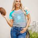 Football Shirt Women Game Day Shirts Football Team Fans Tee Sports Jersey Tops (L)