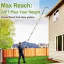 Buyplus 16FT(24FT Reach) Telescopic Gutter Cleaning Tools from the Ground, Long Reach Gutter Cleaner Wand with Hose Attachment, Rain Gutter Cleaner Tool with Extension Pole for 2nd Story House