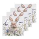 Burbuja Watercolor Bunny Flowers 4 Pack Washcloths, Premium Cotton Maximum Softness & Absorbency for Hand and Face Towels, 10 *10 cm