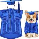 Dog Graduation Cap and Gown, Dogs Cats Graduation Holiday Halloween Costume Accessory(Blue,X-Large)