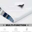 Batmerry Boho Ethnic Tribal Art Kitchen Valances Half Window Curtain, Navy Blue Geometric Ikat Tribal Print Pattern Kitchen Valances for Windows Valance for Decor Reducing The Light 52x18 Inch