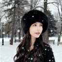 Upgraded Soft Fluffy Winter Bucket Hat for Women Warm Faux Fur Fisherman Cap Cozy Cold for Winter, Black