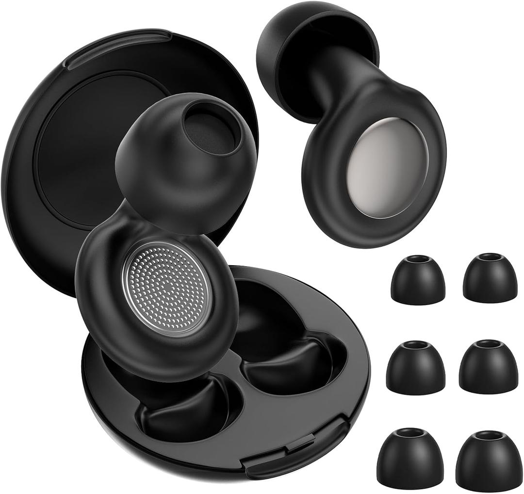 Ear Plugs for Sleeping 45dB Noise Cancelling Ear Plugs for Concerts, Silicone Earplugs Reusable Concert Ear Plug, Music Festivals, Raves, Musicians, Motorcycles, Wind Noise (Black)