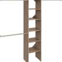 ClosetMaid SuiteSymphony Wood Closet Organizer Starter Kit with Tower and 3 Hang Rods Shelves, Adjustable, Fits Spaces 4  9 ft. Wide, Natural Gray, 16"