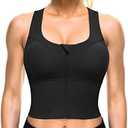 CYDREAM Zip Front Longline Sports Bras for Women Crop Tank Top Criss Cross Back Support Fitness Yoga Workout Shirts, Size XL