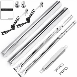 Uniflasy Grill Parts for Charbroil Performance 2-Burner 463630021 463655021 463655421 463655621,for Charbroil 4-Burner 463365021 463448021 Grill Burner Tube Heat Plates Shield Crossover Tube Igniter