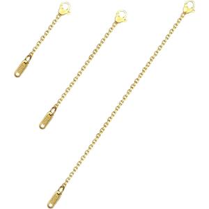 3 Pcs Necklace Extenders for Women, 2" 4" 6" 18k Gold Plated Chain Extenders for Necklaces, Gold Necklaces Bracelet Anklet Extender for Women Jewelry Making