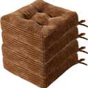 Chair Cushions with Ties and Non Slip Backing Tufted Indoor Seat Pad for Kitchen Dining Room, 2" or 4" Thick Dining Chair Pads (4, Coffee-4in)