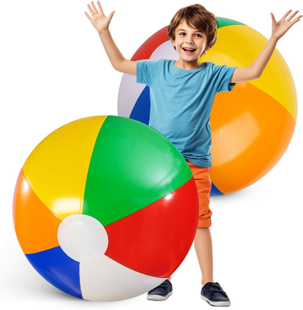 FUTUREPLUSX 2PCS Large Beach Balls, 42Inche Inflatable Pool Balls Toys for Summer Pool Beach Party