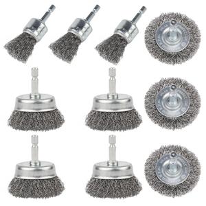 Pack of 10 Wire Brush for Drill, Carbon Steel Wire Wheel Brush, Cup Brush, Pen Brush Set with 1/4-Inch Hex Shank for for Cleaning Rust, Stripping and Abrasive