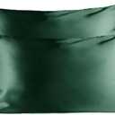 Yanibest Satin Pillowcase, King Size Pillow Cases Set of 2 - Silk Pillow Cases for Hair and Skin with Zipper, Silk Pillow Cases King for 20"x36", Exquisite Packaging for Women Men (Dark Green)