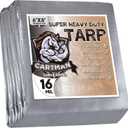 CARTMAN Finished Size 6x8 Feet Extra Thick 16 Mil Ultra Heavy Duty Poly Tarp, Multipurpose Protective Cover, UV Resistant, Waterproof Poly Tarpaulin with Reinforced Edges (Silver/Black 16mil)