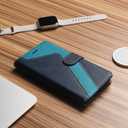 for iPhone 16 Pro Wallet Case,PU Leather Flip Case RFID Blocking Credit Card Holder Folio Magnetic Stand TPU Shockproof Cover Compatible with iPhone 16 Pro, Blue Green