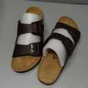 CUSHIONAIRE Lane Cork Footbed Mens Sandals, Adjustable Buckle Comfort Slides for Men, Genuine Leather Insole Summer Sandals Men Footwear (12, Brown Nappa)