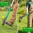 Weed Puller Tool with 2 Weed Eject Feature, 43.7in Stand Up Dandelion Remover Tool, Real Bamboo Handle and Metal 4 Claw & Foot Pedal, Heavy Duty Garden Weeder