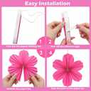 2 x Paper Flower Decorations Set, Paper Flower Ornaments Hot Pink Hanging Fan Flowers, Party Backdrop Garland for Birthday, Wedding, Baby Shower, 9 Pieces