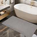 ZALL Grey Waffle Bath Mat,Super Absorbent Non Slip Bathroom Rug,Gray 24x48inch,Machine Washable Ultra Soft Floor Mats