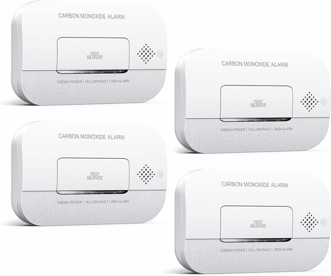 Ecoey Carbon Monoxide Detectors, 10-Year CO Detector with Human Alarm Sounds and Test Button, Carbon Monoxide Alarm with Electrochemical Technology and Low Battery Signal for Home, FJ127, 4 Packs