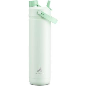 POWCAN 26 oz Insulated Water Bottle with 2-in-1 Straw and Spout Lid, Keep Cold 24H, Leak-Proof, Fits in Car Cup Holder, Stainless Steel Water Bottle for Sports, Travel, and School (Mint)