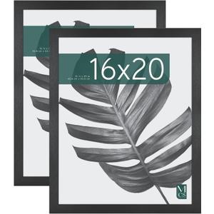 MCS Studio Gallery 16x20 Poster Frame Black Woodgrain, Vertical & Horizontal Wall Hanging Large Picture Frame for Photos, Posters & Art Prints (2-Pack)