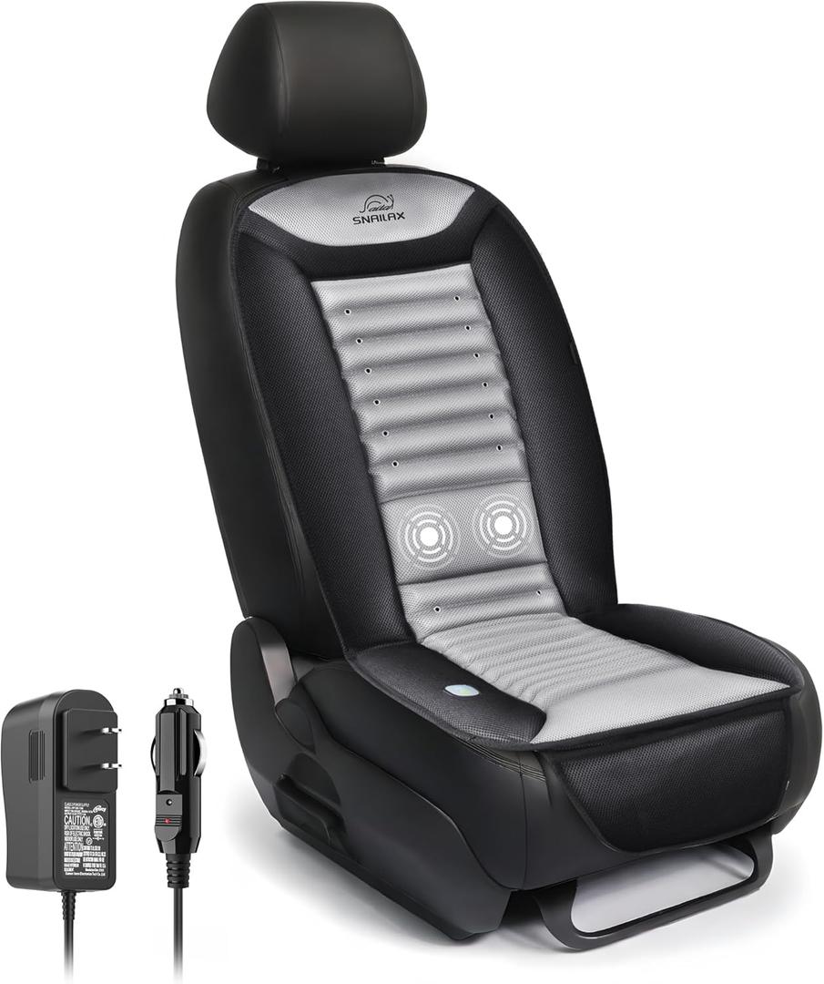 Snailax Cooling Car Seat Cover, Cooling Seat Cushion with Back Massage, 2 Cooling Air Speed & 2 Massage Intensities, Cooling Seat Cover for Car, Home, Office