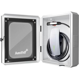 Outdoor EV Charger Enclosure Protect Lock Box for Tesla,Chargepoint & Home Charger,Visible,Anti-UV, White