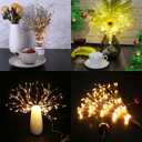 PXBNIUYA 2 Pack Starburst Sphere Lights,200 LLED Firework Lights, 8 Modes Dimmable Remote Control Waterproof Hanging Fairy Light, Copper Wire Light for Patio Parties Christmas (Battery Operated)