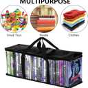 Fasmov 6 Pcs DVD Storage Bags Hold up to 240 DVDs (40 Each Bag), Water Resistant DVD Holder Case with Handles, Transparent PVC Media Storage for DVDs, CDs, Video Games, Books, Black