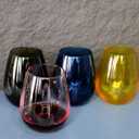Stemless Wine Glasses Set 4 Colored Red White Wine Glasses 17oz Tumbler Crystal Glasses Pink Blue Gold