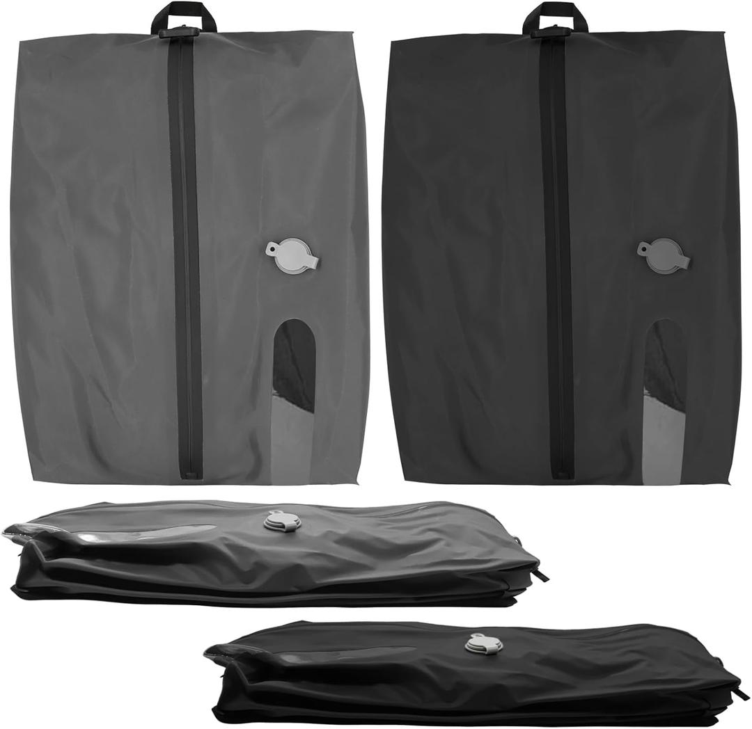 2 Pack Vacuum Seal Bags for Travel, MVRPOWER Waterproof Compression Storage Bags with See-Through Strip, Space Saver for Luggage, Suitcase, Backpack (No Pump)