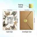 2 x Funny Cat Birthday Card, Birthday Gift for Cat Lovers, Blank Inside, with Kraft Envelope and Gold Seal Sticker
