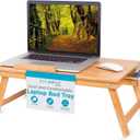 BirdRock Home Bamboo Laptop Bed Tray (Natural)| Multi-Position Adjustable Surface | Pull Down Legs | Storage Drawer