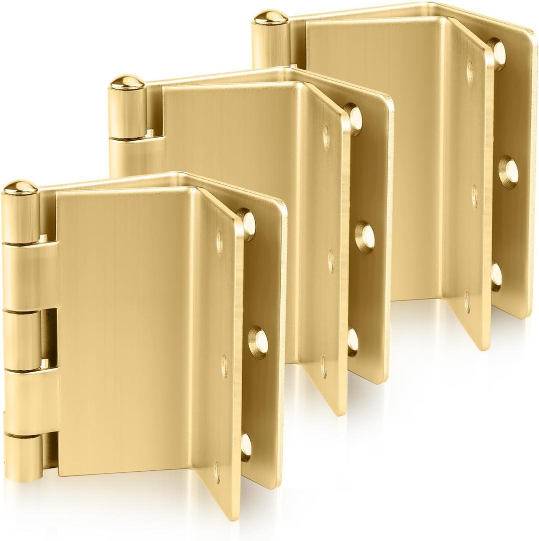 Haidms 3 Pack Gold Offset Hinges 3.5 Inch Expandable Door Hinges Heavy Duty with 1/4'' Radius Corner Full Mortise (Brushed Brass)