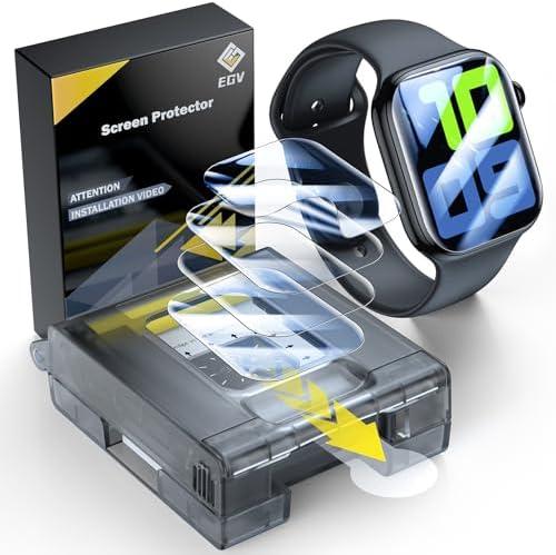 EGV 3 Pack for Apple Watch Series 11 Screen Protector 46mm [Auto Install Box] [0 Bubbles] HD Ultra-thin Soft TPU Film for 46mm Apple Watch Series 10 Screen Protector, Anti-Scratch Max Coverage