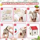 Hiboom 12 Pcs DIY Christmas Village Sets Wood Peaked Roof Houses Christmas Mini Wooden House Gift for Winter Xmas Party Decorations