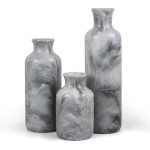 YMXYJM Resin 3 Piece Vase Set, Farmhouse Decor, Home Decorative Vase, Vases for Your Kitchen, Bedroom, Office, Living Room, Bathroom, & Shelf Centerpiece Table Decorations, Grey (Gray)
