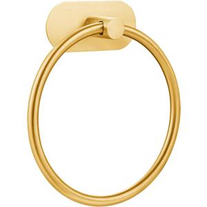 Self-Adhesive Towel Ring for Bathroom, No Drilling Stainless Steel Rustproof Hand Towel Holder, Wall Mounted Bathroom & Kitchen Towel Hanger with Strong Adhesive, Modern Bath Organizer Brushed Gold