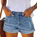 KISSMODA Women's Casual Denim Shorts Summer Jeans Stretchy Hot Short Pants (Blue, XXL)