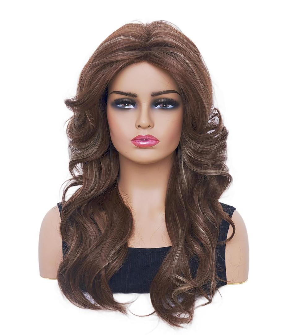 Rugelyss Vintage Wigs Brown Mixed Wig for Women Lady Layered Synthetic Full Wigs for 60s 70s 80s Cosplay Costume Disco Hair Wig Rugelyss Vintage Wigs Brown Mixed Wig for Women Lady Layered Synthetic Full Wigs for 60s 70s 80s Cosplay Costume Disco Hair Wig